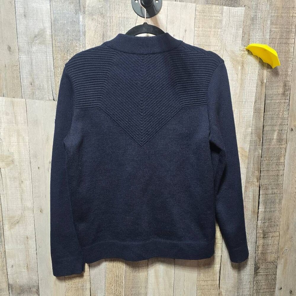 Saint James Vintage Navy Knit Full Zip Wool Sweater 8 Designer Luxury Minimalist - Picture 3 of 7